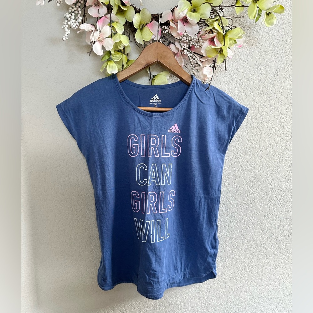 Girls Adidas short sleeve top, size L